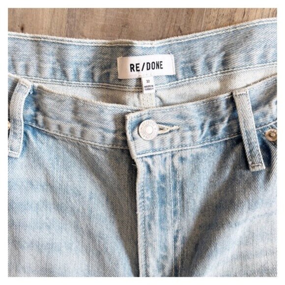 RE/DONE High-Rise Wide Leg Painter Jeans Faded Artisan Wash - Size 32 - Picture 6 of 9